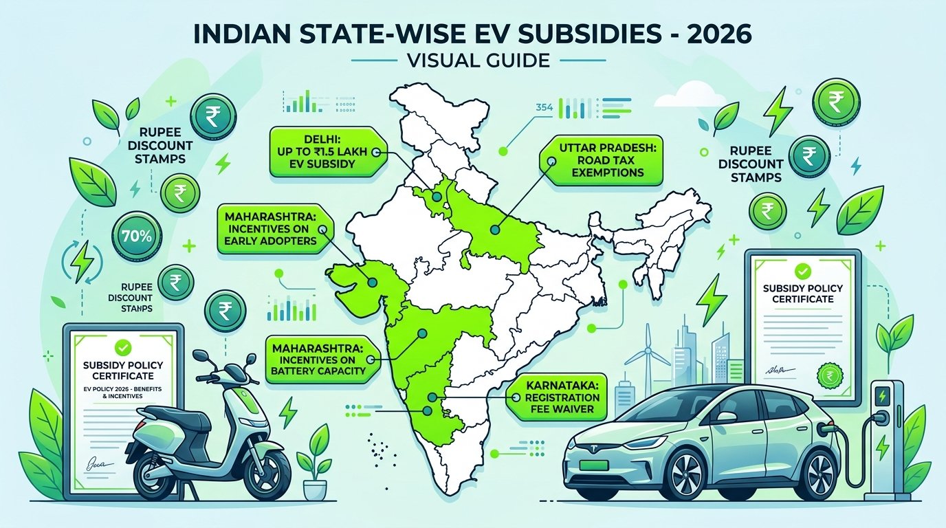State-Wise EV Subsidies in India (2026 Latest Updates & RTO Tax Waivers)